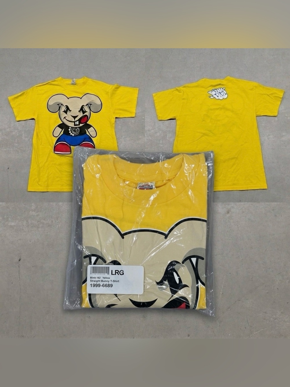 Vtg Blink 182 Bunny Graphic Tee Men's L Yellow Deadstock Y2K Pop Punk